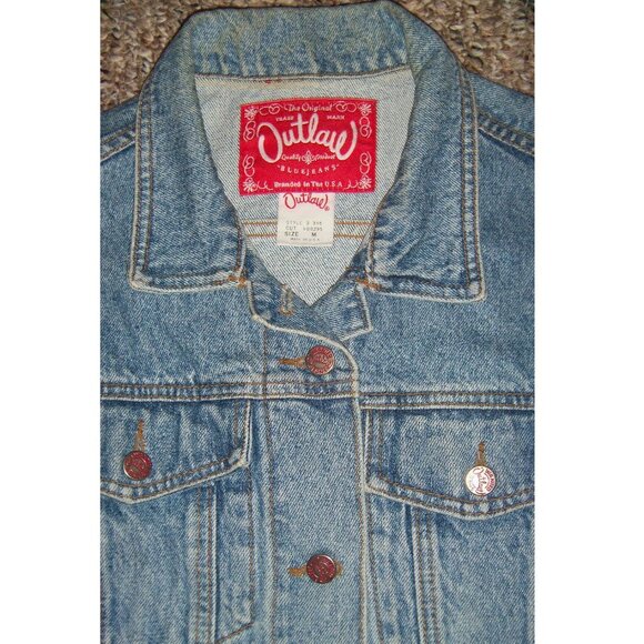 Gently Used Women's Vintage Original Outlaw BlueJeans Denim Jacket Size M - Picture 2 of 5